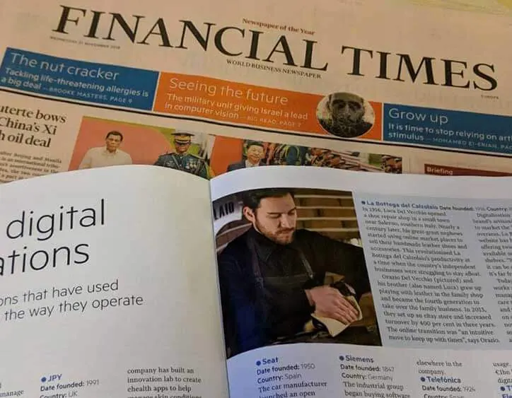 L’articolo del Financial Times sulla Bottega del Calzolaio